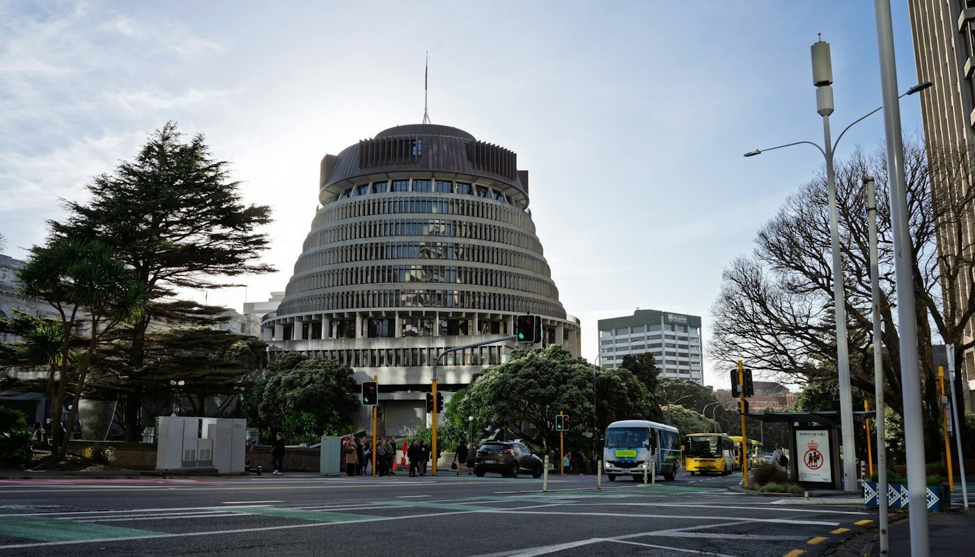 The Beehive and Parliament buildings in Wellington
