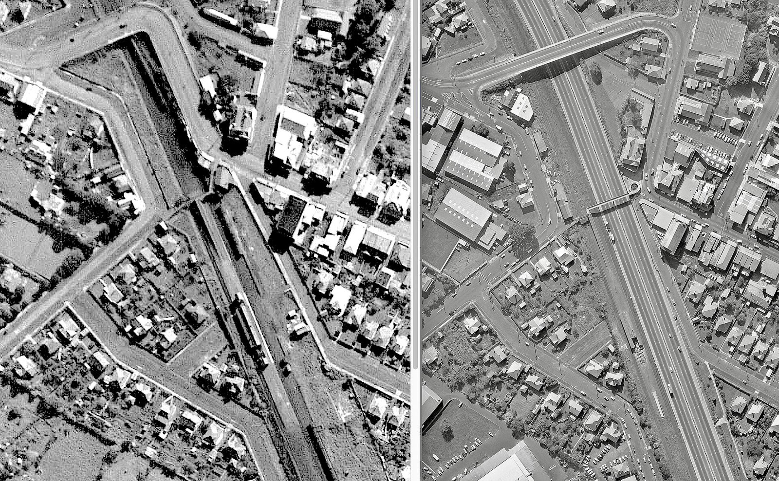 Aerial of Ellerslie comparing 1940 and 1972