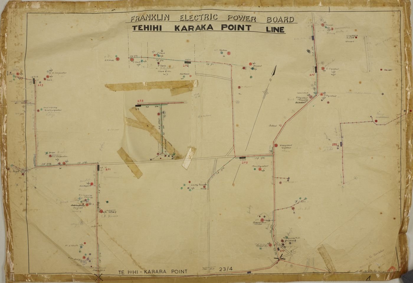 Te Hihi and Karaka power line map from the 1920s
